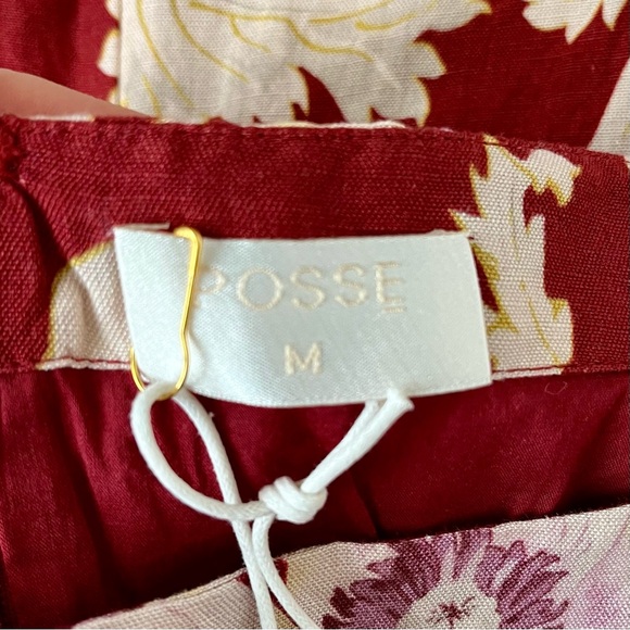 Posse Jordan Mini Dress in Red Mila Floral Linen - Sleeveless Boatneck - Picture 6 of 7